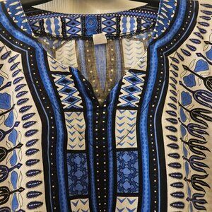 Boho 100% cotton Beach Hippie vacay 70's pullover tunic cover-up tribal shirt XL